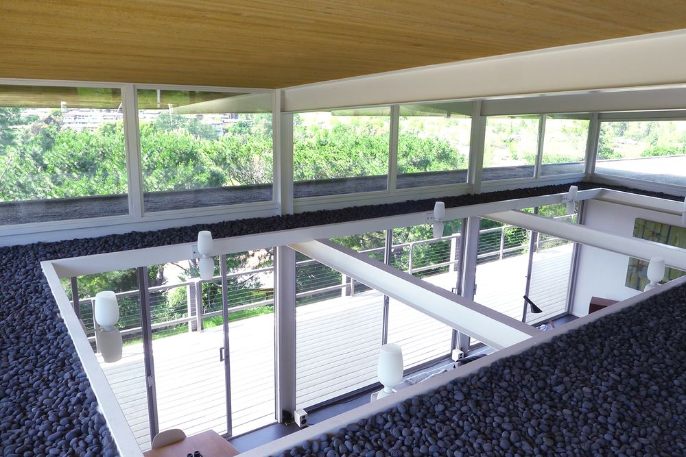 Case Study House #26: acrylic Indow inserts help block draft through the large glass windows