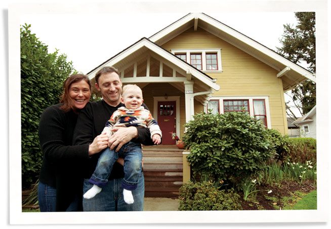 family outside house with Indow window inserts used for street noise reduction